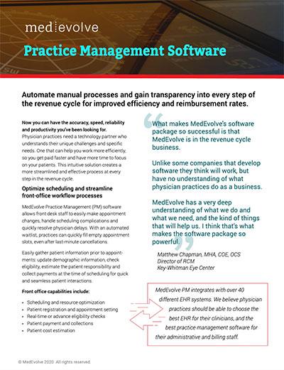 MedEvolve Practice Management Software Product Information